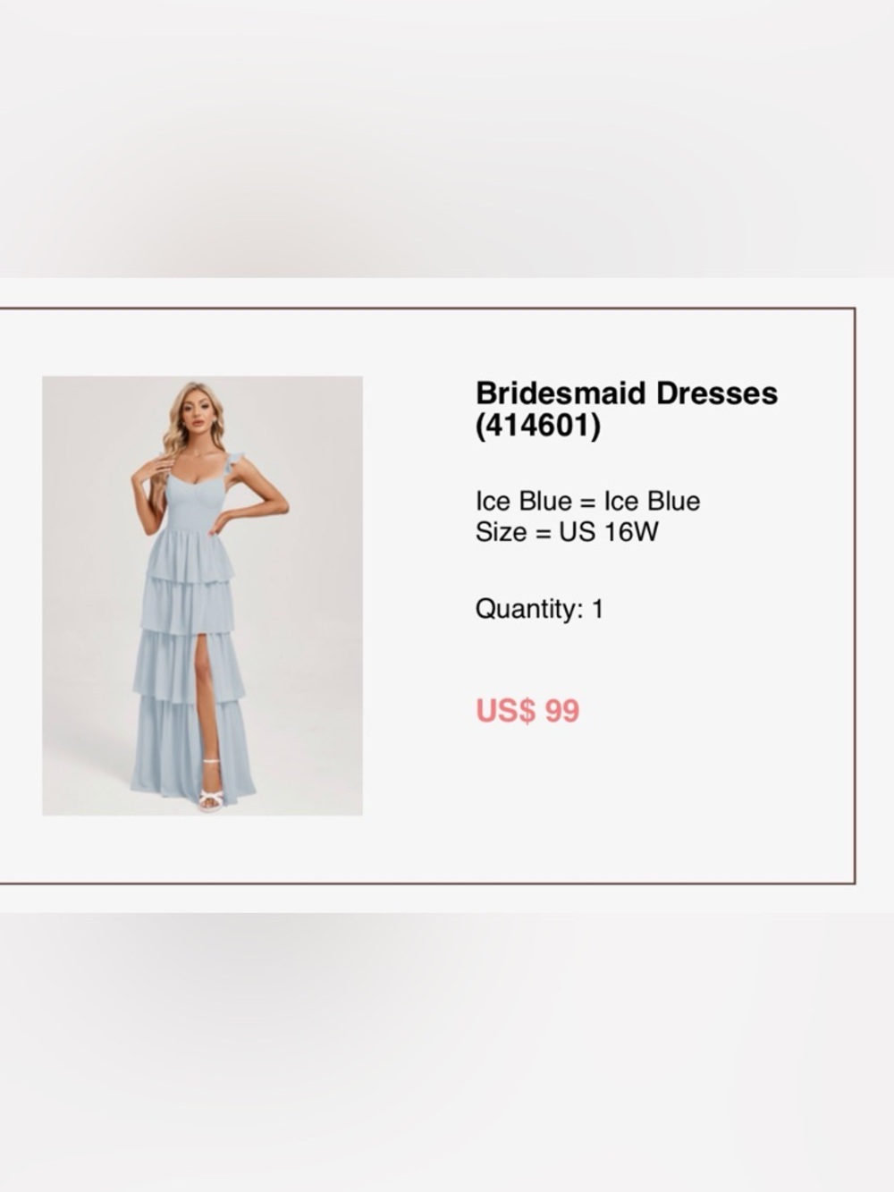 JJs House Ice Blue Tiered Ruffle Maxi Dress with Slit